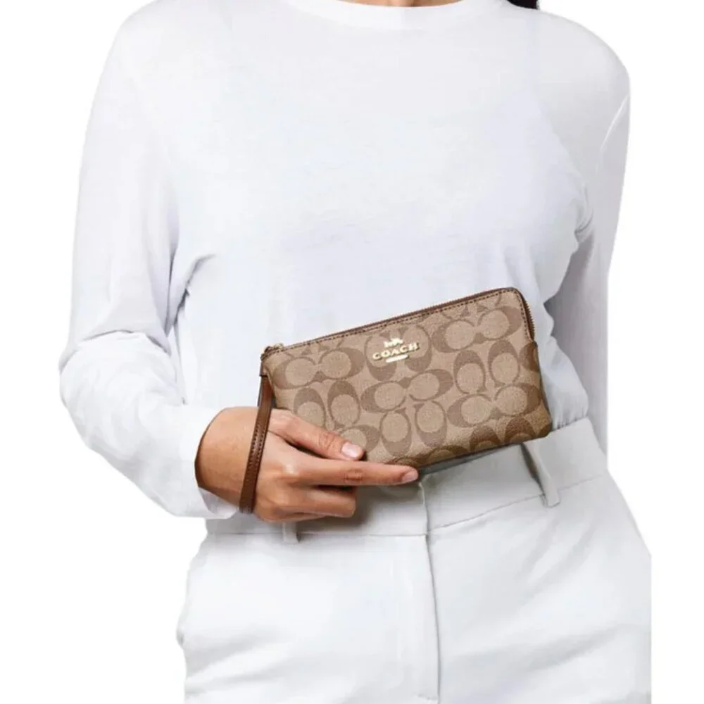 Coach Signature Large Corner Zip Wristlet